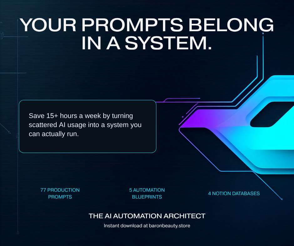 Your prompts belong in a system — 77 production prompts, 5 automation blueprints, 4 Notion databases