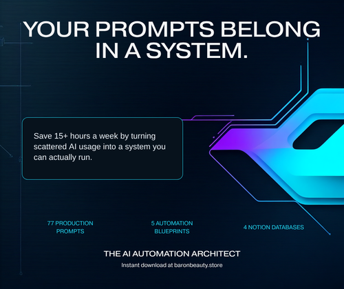 Your prompts belong in a system — 77 production prompts, 5 automation blueprints, 4 Notion databases